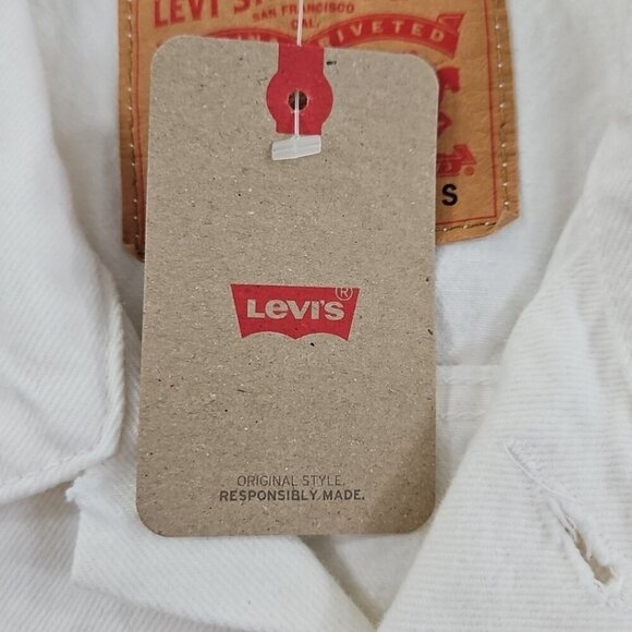 NEW Levi's Jacket Men's Size S White Denim Trucker Biker Jacket 723340292 NWT - Picture 7 of 15